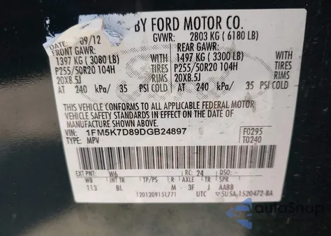 2013 Ford Explorer Xlt from USA, damaged, VIN 1FM5K7D89DGB24897